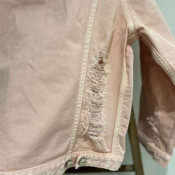 Dondup Italian Designer Light Pink Distressed Denim Jacket Size Small NWT Casual - Picture 6 of 10